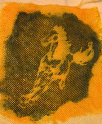 differentially dyed running horse