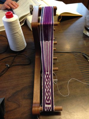Celtic knotwork design on an inkle loom