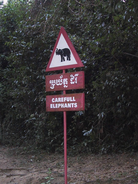 Angkor Wat Elephant Crossing Sign